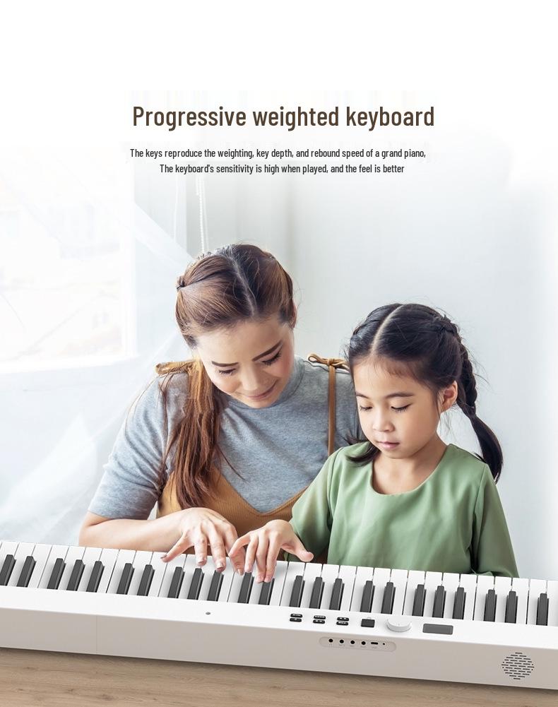88-Key Bluetooth Foldable Piano - Entry-Level Portable Electronic Keyboard for Adult Beginners