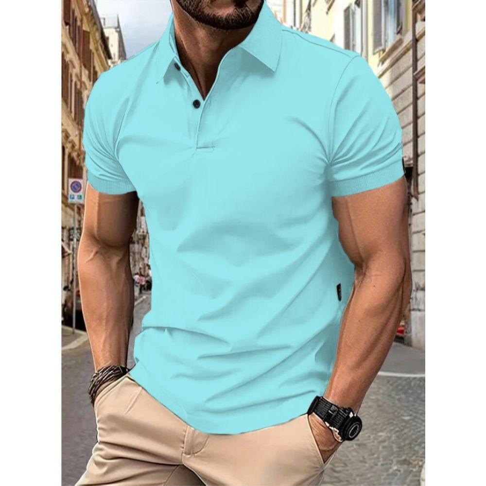 Herrenmode Sommer Polo T-Shirt Lässiges Atmungsaktives Oberteil Reverskragen Hals Kurzarm Bequemes Sport T-Shirt Yasheng
