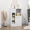 Modern Sideboard with Cupboards and Drawer In Wood and Glass, 60x40x95cm, White