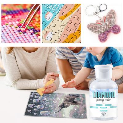 Diamond Painting Sealer with Brushes Diamond Art Sealant DIY Diamond Artistic Sealer for Shine Effect DIY Painting Crafts