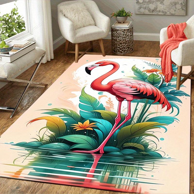 1pc Elegant flamingo Design Area Rug - Soft, Anti-Slip, and Durable Gaming Room Decor for Bedroom