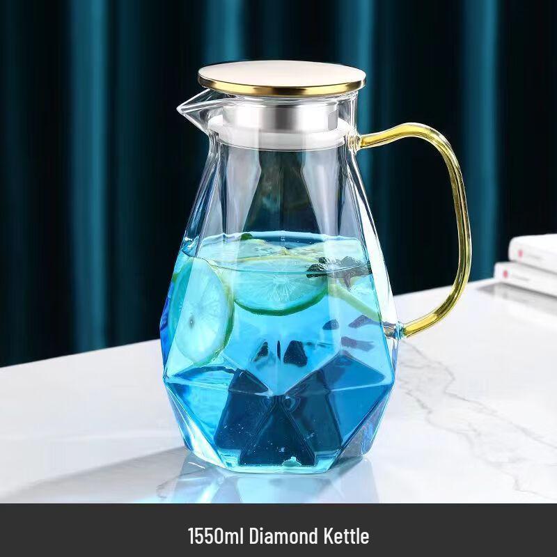 High Borosilicate Diamond Glass Cold Water Pitcher Set