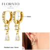 Evil Eye 925 Silver Ear Needle Exquisite Shell Zircon Retro Geometric Pendant Earrings for Women Fashion Party Jewelry