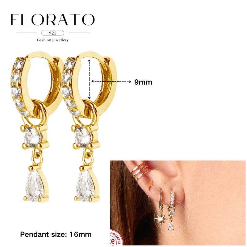 Evil Eye 925 Silver Ear Needle Exquisite Shell Zircon Retro Geometric Pendant Earrings for Women Fashion Party Jewelry