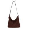 2025 Winter New Korean Version Light Luxury Simple Tote Bag Women's Retro Suede Shoulder Bag Texture Casual Armpit Bag