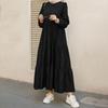 Women's Casual Long Sleeve Round Neck Color Dress Long Dress Robe