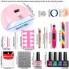 New DIY Nail Gel Full Set Kit with Decorations, Nail Care Pen, Electric Drill, UV Lamp for French Nails