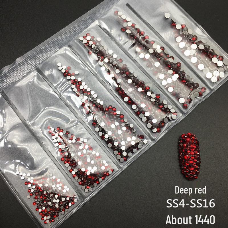 6-Grid Flat-Back Nail Art Rhinestone Set (1440pcs) - Mixed AB & Clear Glass Rhinestones Nail Decorations