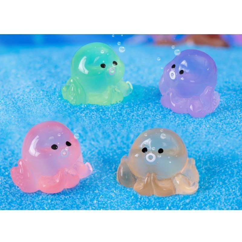 Colorful Glowing Mini Octopus Resin Decoration For Aquarium And Terrariums