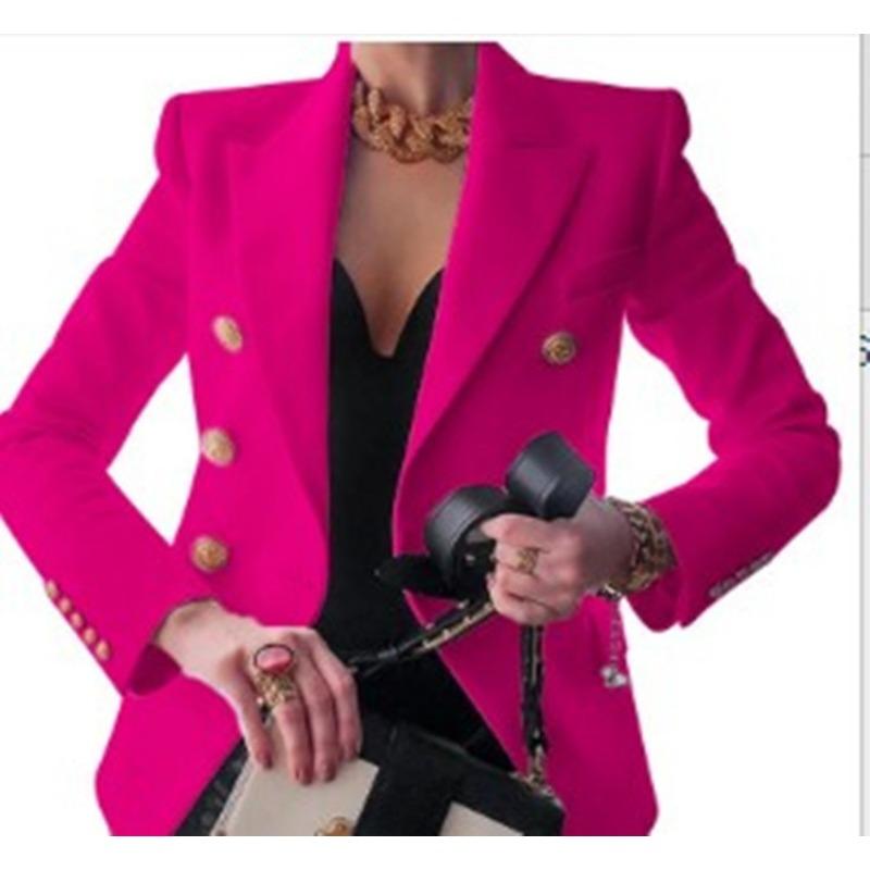 

JKASHDK Женская мода Повседневный однотонный принт Осень Зима Длинный рукав Поло воротник куртки и пальто XXXL розы красного