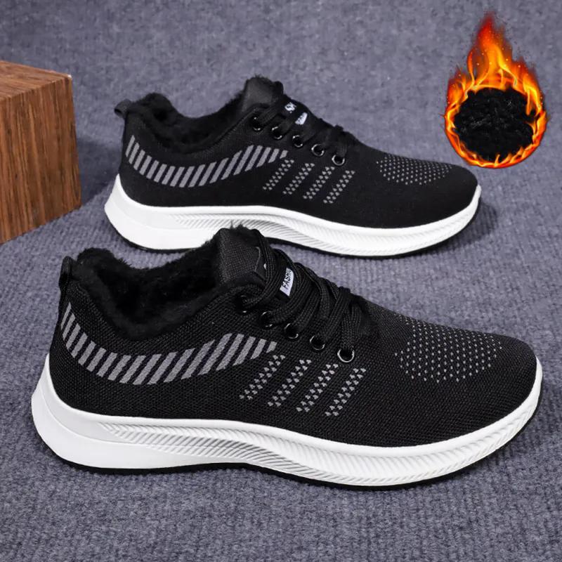 

WTEMPO Осенне-зимние мужские кроссовки большого размера с нескользящей теплой плюшевой подошвой, устойчивые к холоду, легкие, для путешествий и бега, спортивные кроссовки на толстом плоском каблуке 44 чёрный