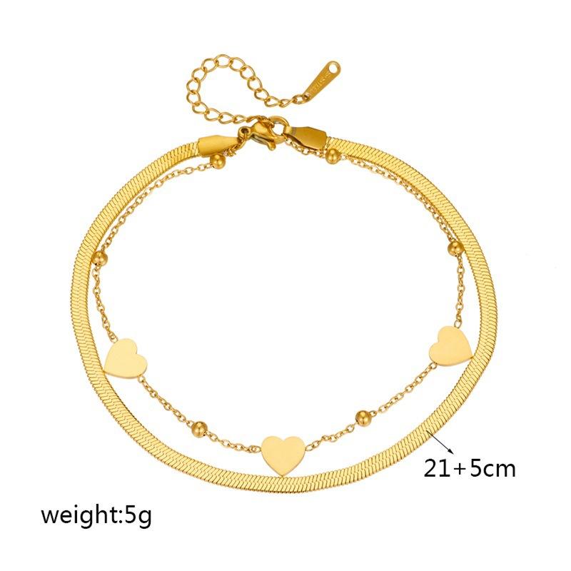 Niche Design Love Chain Double Layer Anklet Titanium Steel Fashion Versatile Accessory