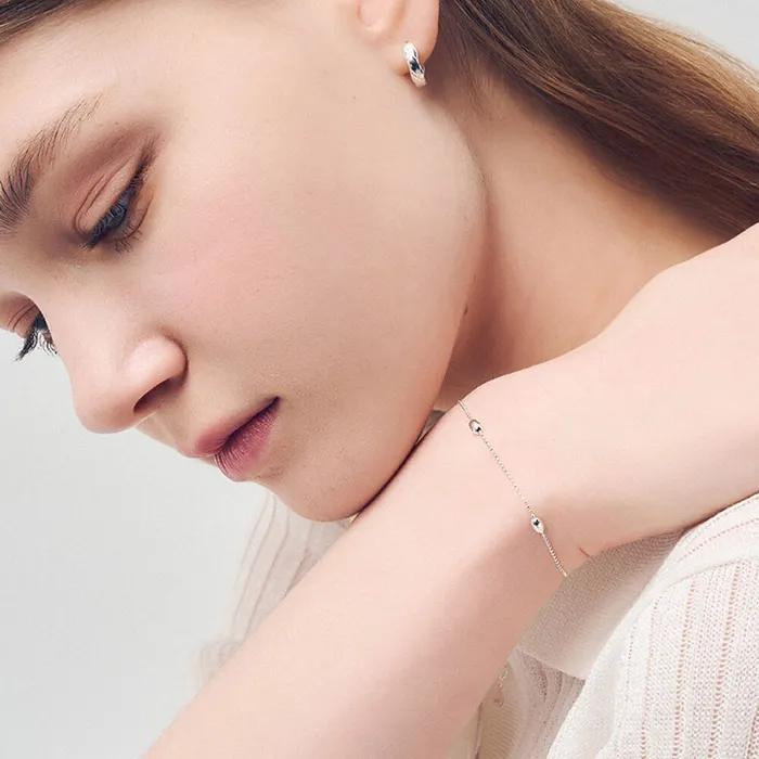 [925 Silver] Floating Pebble Bracelet