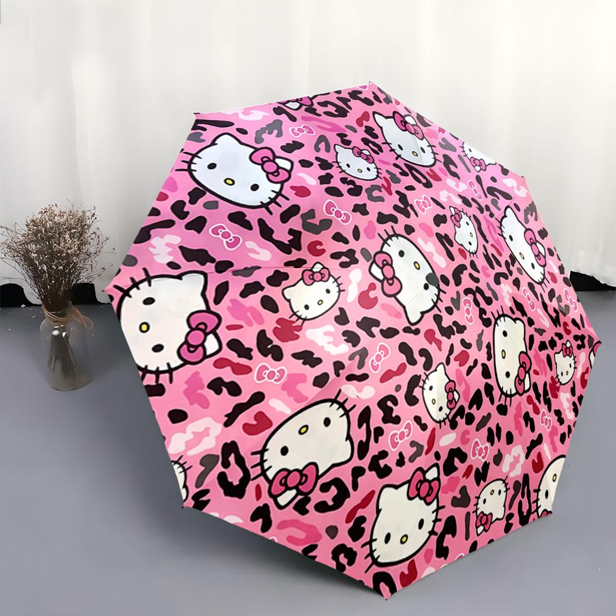 Ultralight UV-protective umbrella - Cute Hello Kitty print - Compact and foldable design (as the picture,iron&8K)
