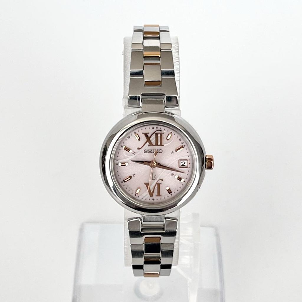 Polished Seiko Lukia Excellent Pink S2388 [Working Condition] Ladies' Watch, Radio-Controlled Solar, Condition, Dial, Gold