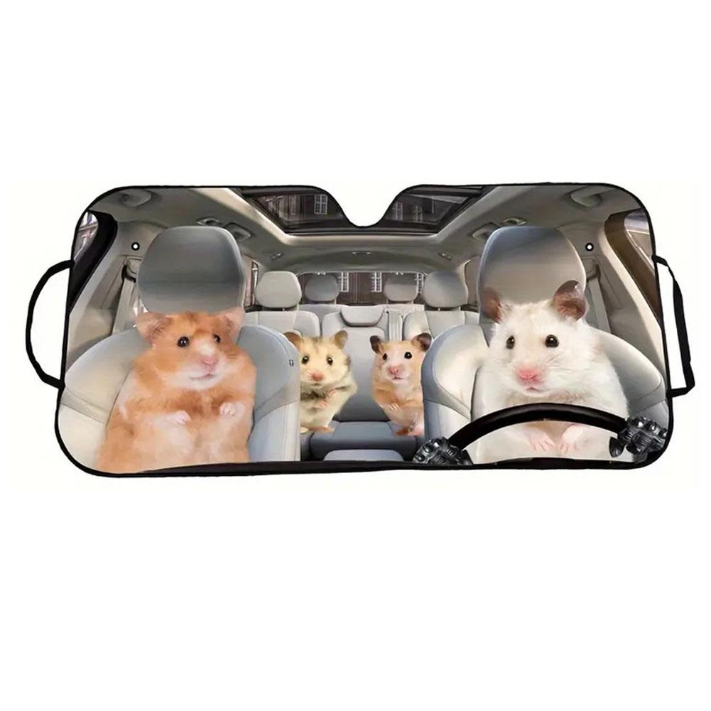 Car Sun Shade Windshield Bengal Cat Driver, Shocked Funny Cat Car Front Window Sunshades Cover, Keep Vehicle Cool UV