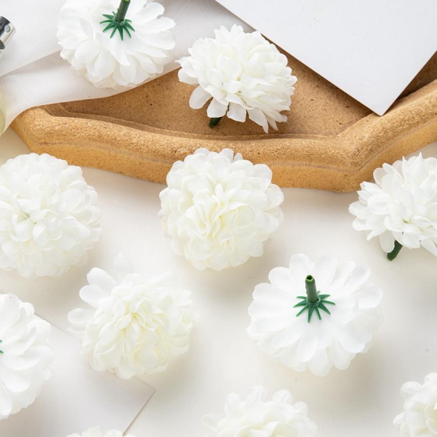 50Pcs Artificial Hydrangea Flowers for Wedding Garden Home Decor Christmas Party Diy Candy Box Scrapbook Pink Ball Chrysanthemum