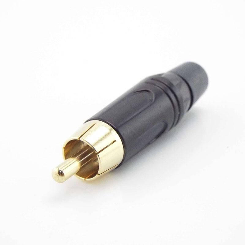 RCA Male Plug Connector Gold Plating Adapter Pigtail Speaker for 6MM Audio Cable Black Red Color