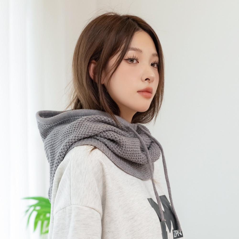 Warm Knitted Hooded Cap Ear Protection Scarf Hat Fashion Full-envelope Cap  Unisex