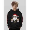 Sudadera con capucha navideña para niños Estampado de Papá Noel Sudadera de moda de dibujos animados para niño niña Ropa infantil para fiesta navideña