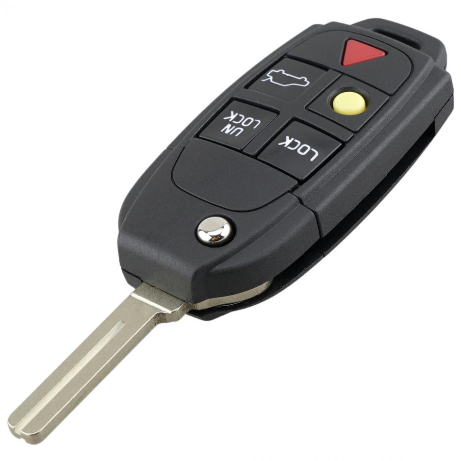 5 Knoppen Flip Afstandsbediening Sleutelhoesje FOB Vervanging Geschikt voor VOLVO S60 2000-2009 / S80 1999-2006 /V70 2000-2007 XC90 2002-2013 AutosleutelGoed product