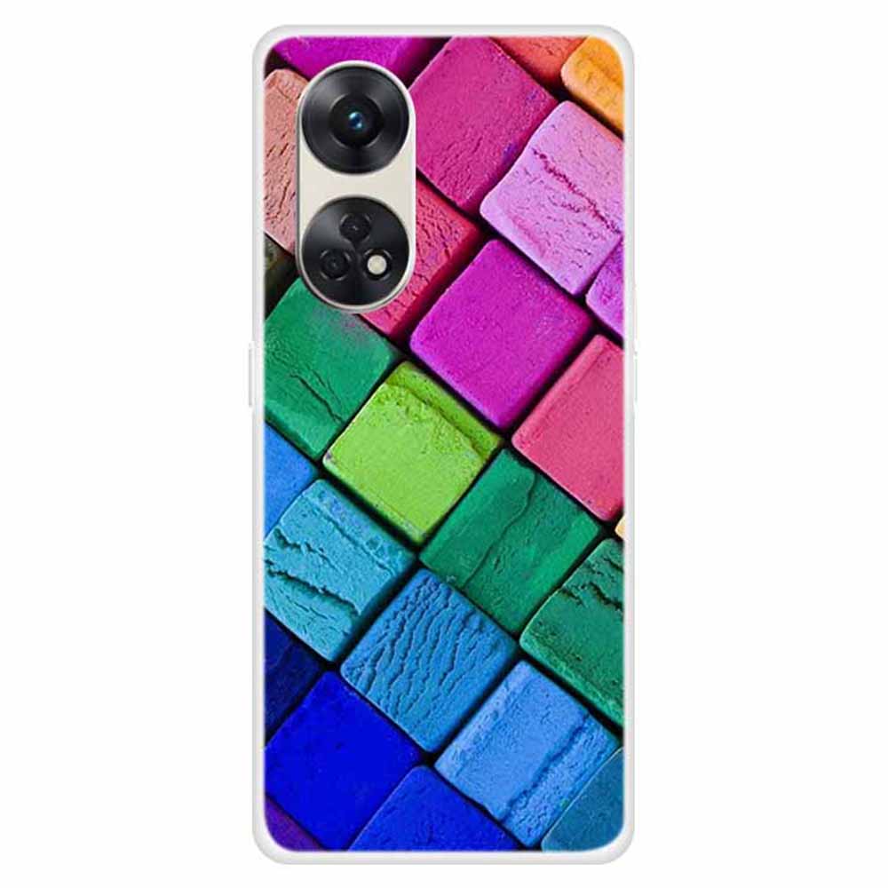 

For Oppo Reno8 T 4G Pattern Printing Phone Case Anti-scratch Phone TPU Cover Colorful Block