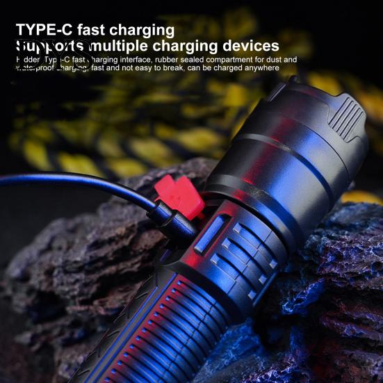 Emergency Flashlight LED Super Bright Digital Display IPX65 Waterproof Rechargeable Zoomable Outdoor Use Tactical Torch Light