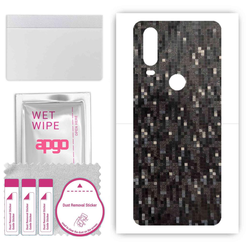 apgo Ochranná samolepka na záda kompatibilní s Motorola One Action, fólií, fólií, vinylem - vzor Carbon Black Pixel