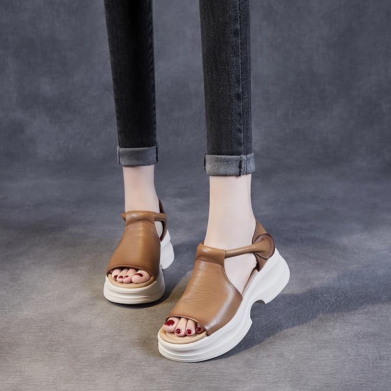 Damen Zehensandalen aus atmungsaktivem Leder - Modische, abriebfeste Strandschuhe