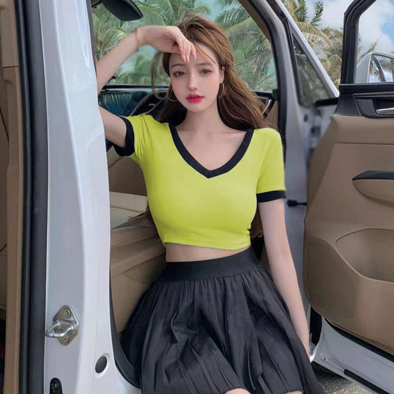 

Женские приталенные брюки с v-образным вырезом и короткими рукавами Женские короткие рукава Удобный дышащий хлопок Тонкие короткие рукава Женские повседневные короткие рукава M