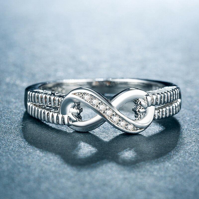 Elegant Silver Alloy Infinity Ring With Sparkling For Trendy Fashion Lovers