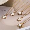 Gold Stainless Steel Initial Pendant Necklace - Elegant Shell Design for Women