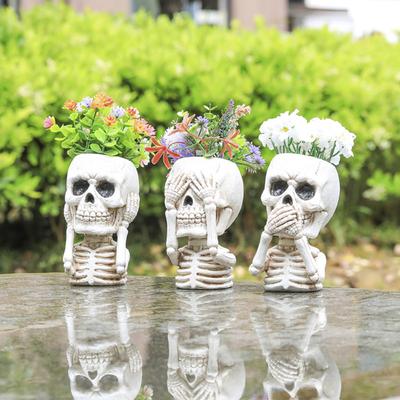 Ghiveci de flori în formă de craniu 3D, formă amuzantă, container pentru plante de interior, pentru flori mici