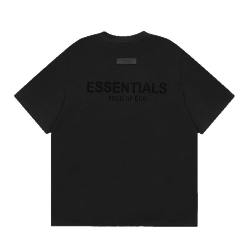 ESSENTIALS Double-line Flocking Trendy Unisex Cotton Short Sleeve & Shorts Set - Summer Casual