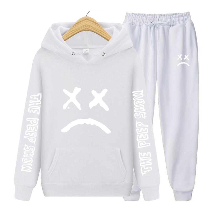 Langermede kvinner Mote RIP Lil Peep-sett Joggedress Høstnyhette hettegensere + joggebukse Todelt dress Hettesett Klær