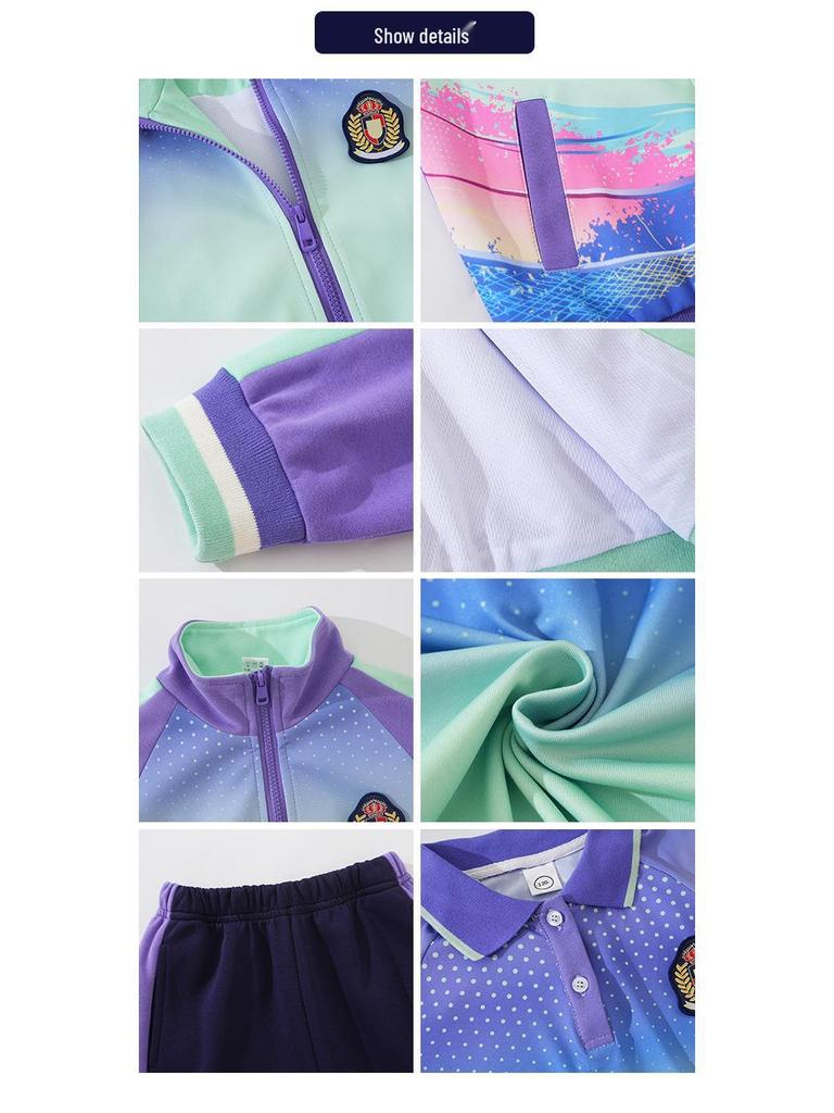 Set Uniforme Primaverile/Autunnale Scuola Primaria & Scuola dell'Infanzia - Outfit Sportivo a 3 Pezzi a Maniche Corte per la Prima Elementare