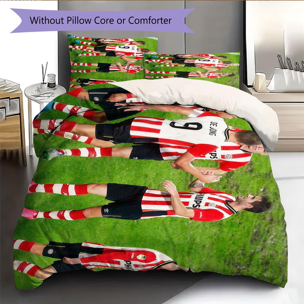 PSV Eindhoven Player Pattern Bedding Home Decoration Birthday Gift ( 1 duvet cover + 2 pillowcase, without core),fan merchandise.