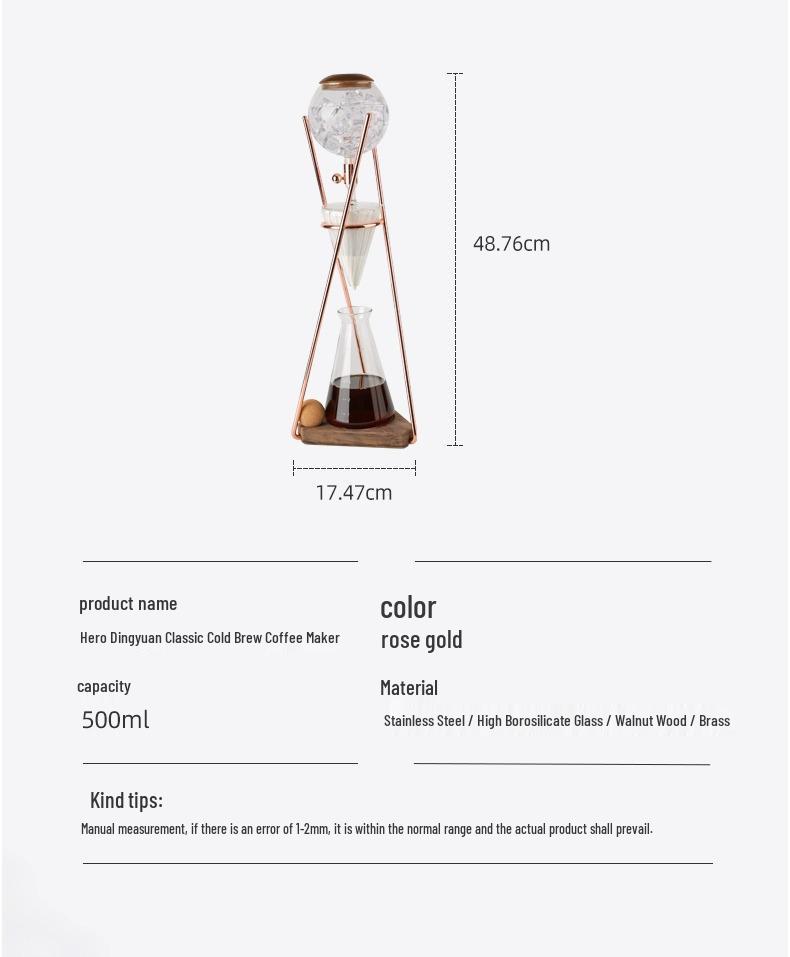Hero Dingyuan Classic Ice Drip Coffee Maker - Cold Brew Pot for Household.