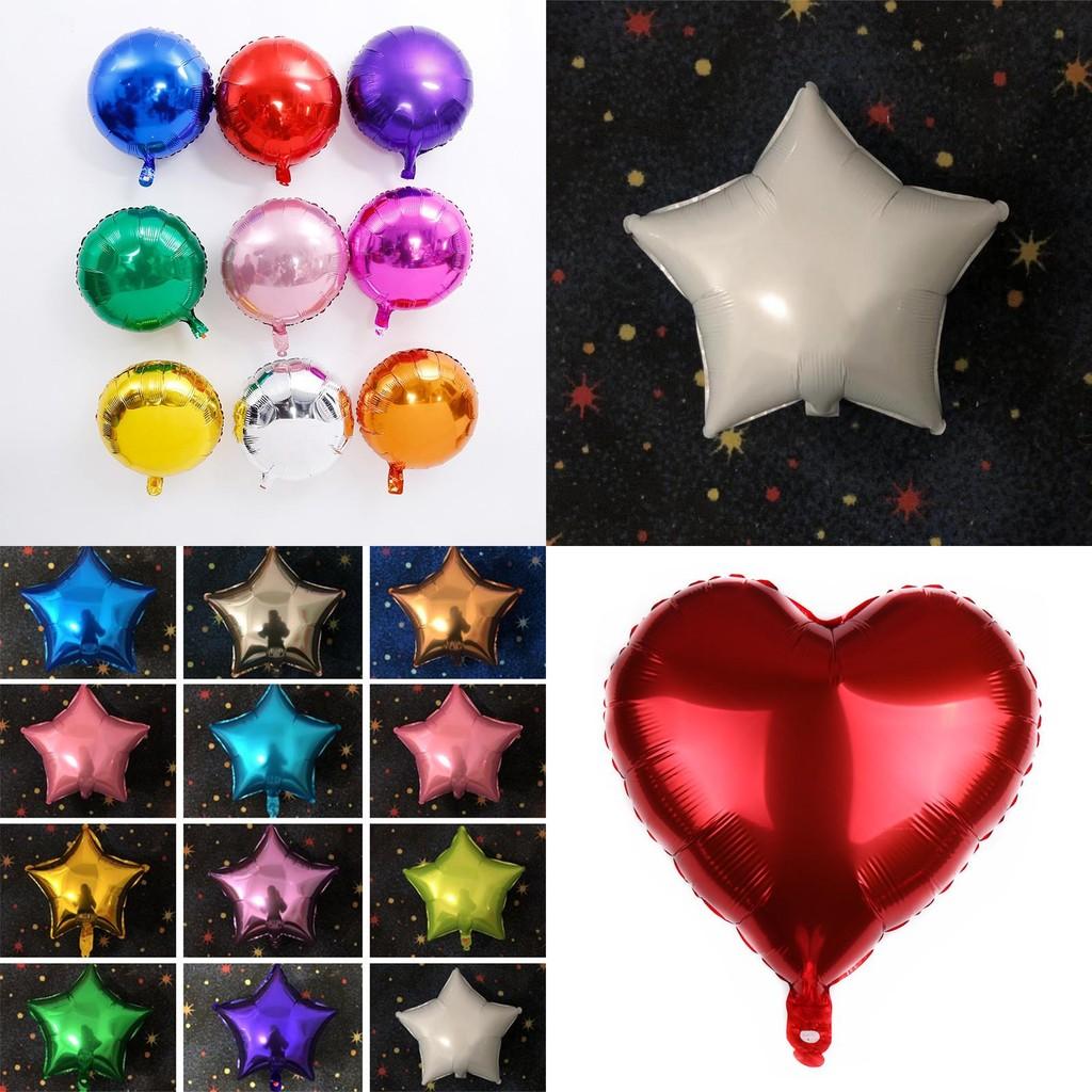 18" Colour Solid Foil Balloons Heart Star Round Shape For Wedding Birthday Party