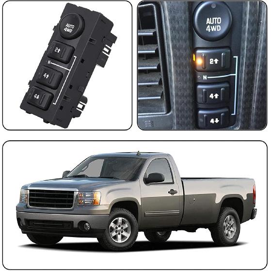4X4 Transfer Case Switch, 4WD Wheel Drive Button, Compatible With 2003-2007 Chevrolet Silverado, Chevy Suburban, Tahoe, Avalanche, GMC Yukon, Sierra,