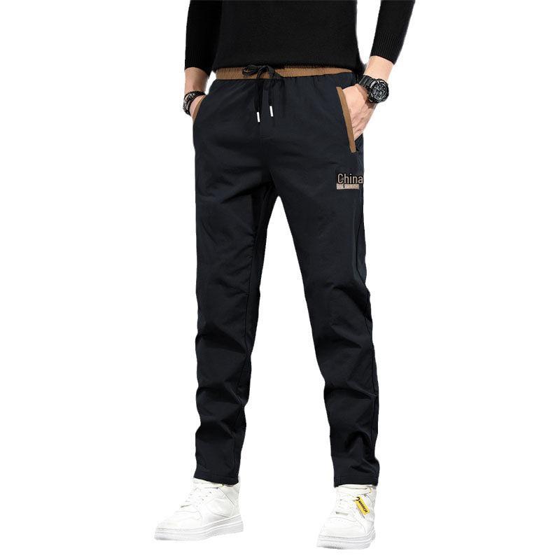 Men's Korean-Style Ice Silk Casual Pants: Summer Straight Fit, Trendy, All-Match Sports Trousers in Large Sizes