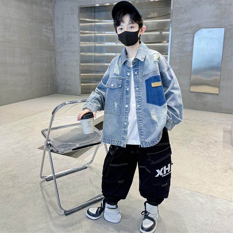 Boys Loose Denim Coat Spring and Autumn 2025 Children's Fashion Handsome Shirt