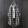 Plaid Shirt Women - Oversized Long Sleeve Button Down Shirt Dress Casual Thin Coat