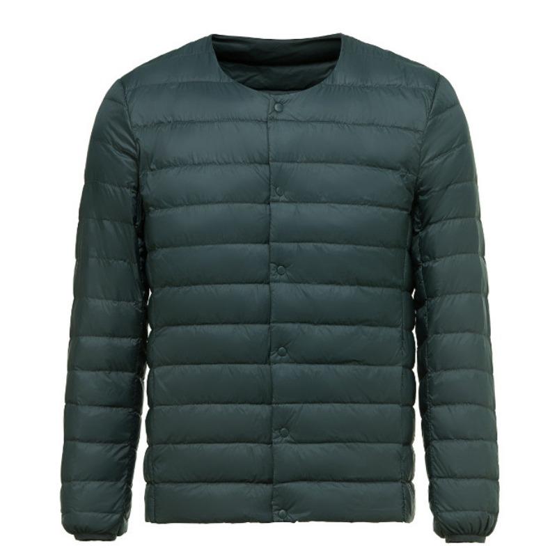 New Light and Thin Down Jacket Men's Round Neck Variable Neck Liner Down Jacket Medium Green Inner Guarantee