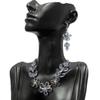 Light Luxury Zircon Flower Necklace Celebrity Style Earrings Design Set High Quality Ear Jewelry