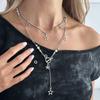 Hip-Hop Style Shiny Star Pendant Necklace, Fashionable Five-Pointed Star Rhinestone Chain Stacked Necklace.