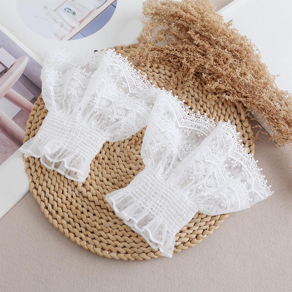 Elegant Faux Arm Sleeves Embroidery Flower Decorative Wrist Cuffs Lace Covers For Women Girl Daily And Special Occasion