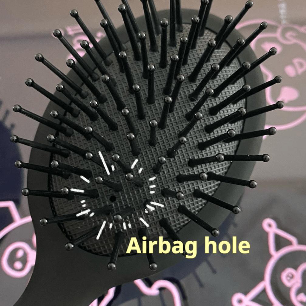 1pc Portable Japanese-Style Black Bristle Comb with Scalp Massage - Ideal for Long Straight Hair,Matte Texture Handle