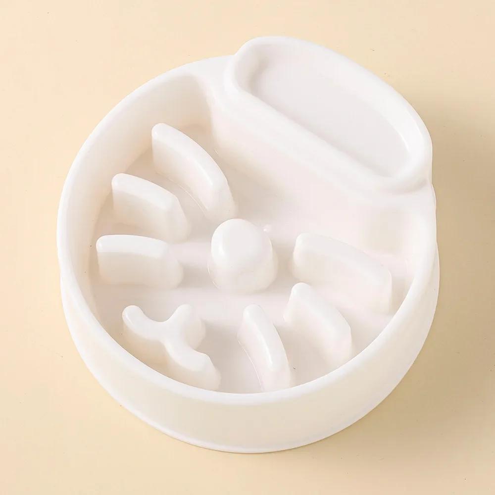 

Home Dog Eating Plate Anti Choking Feeder Plastic Pet Slow Food Bowl Anti Gulping Feeding Supplies for Dog Cat Dish белый