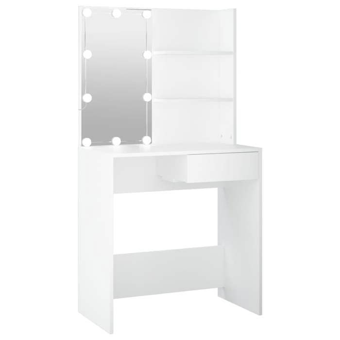 Dressing Table - Vanity Table - 74,5x40x141 Cm - LED with USB - Engineered Wood - White